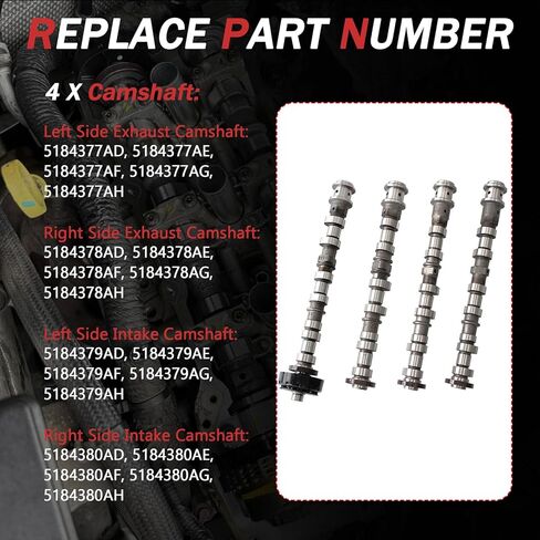 مجموعة عمود الحدبات للمحرك AUCERAMIC 3.6 مناسبة لـ 2011-2016 دودج رام 1500/المنتقم/تشالنجر/الشاحن، لكرايسلر تاون آند كونتري، لسيارة جيب رانجلر/جراند شيروكي/بروماستر 3.6L V6 5184377AG 5184378AG in Kuwait