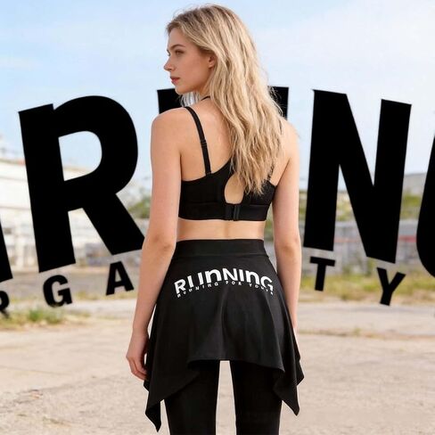 Women's Skirt-Pants Girls Asymmetric Skirt Women Letter Print Yoga Tennis Up Skirt Athletic Workout Running Tie Up Wrap Skirts Hip Black in Saudi Arabia