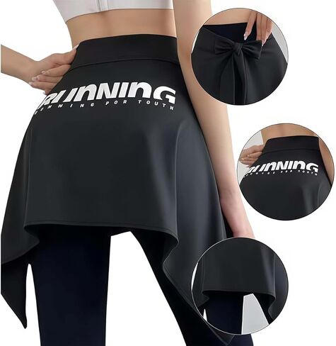 Women's Skirt-Pants Girls Asymmetric Skirt Women Letter Print Yoga Tennis Up Skirt Athletic Workout Running Tie Up Wrap Skirts Hip Black in Saudi Arabia