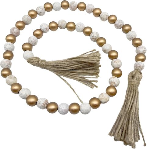 حبات زخرفية لديكور المنزل لطاولة القهوة، إكليل من الخرز الخشبي مع شرابات، عناصر صينية مطرزة وإكليل من الخشب المتدرج، لمسة ريفية أنيقة لعرض طاولة غرفة المعيشة in Kuwait