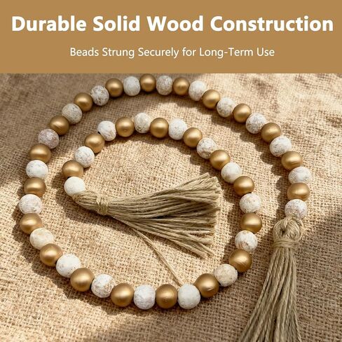 حبات زخرفية لديكور المنزل لطاولة القهوة، إكليل من الخرز الخشبي مع شرابات، عناصر صينية مطرزة وإكليل من الخشب المتدرج، لمسة ريفية أنيقة لعرض طاولة غرفة المعيشة in Kuwait
