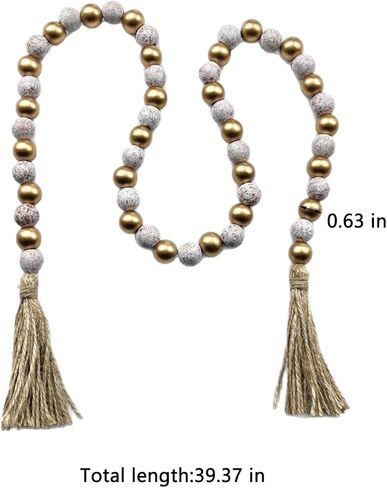 حبات زخرفية لديكور المنزل لطاولة القهوة، إكليل من الخرز الخشبي مع شرابات، عناصر صينية مطرزة وإكليل من الخشب المتدرج، لمسة ريفية أنيقة لعرض طاولة غرفة المعيشة in Kuwait