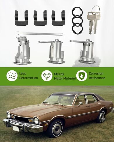 طقم أسطوانات قفل صندوق الباب مناسب لسيارة Ford Mustang Country Squire Custom Galaxie Torino Thunderbird Ranchero Maverick مناسب لسيارة Lincoln Continental Mark Fit for Mercury Replace D2AZ-6521984-A in Kuwait