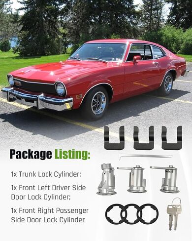 طقم أسطوانات قفل صندوق الباب مناسب لسيارة Ford Mustang Country Squire Custom Galaxie Torino Thunderbird Ranchero Maverick مناسب لسيارة Lincoln Continental Mark Fit for Mercury Replace D2AZ-6521984-A in Kuwait