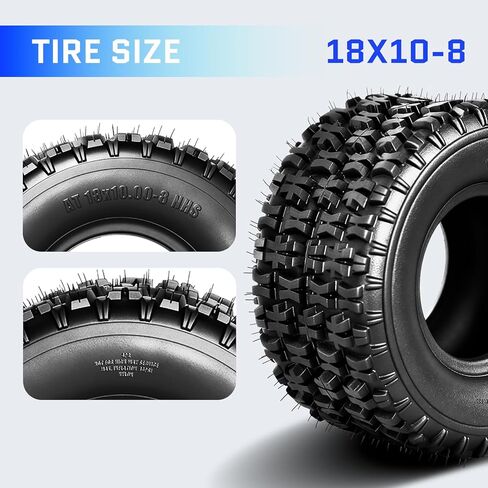 إطارات TRIBLE SIX مقاس 18x10-8 ATV/UTV، وإطارات الطين والمسارات مقاس 18x10x8 لجميع التضاريس، 4PR، بدون أنابيب، مجموعة من 2 in Saudi Arabia