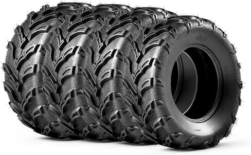 إطارات TRIBLE SIX 25x8-12 و25x10-12 ATV UTV، مجموعة كاملة من إطارات 6 PR لجميع التضاريس 25x8x12 25x10x12 لمسار الطين الرملي، مداس اتجاهي، بدون أنبوب (عبوة من 4) in Saudi Arabia