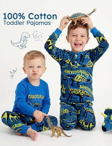 Toddler Pajamas 100% Cotton Kids Pajamas for Boys Girls Long Sleeve Pajama Set 3 Piece Snug Fit Pjs Set 2T-6T in Saudi Arabia