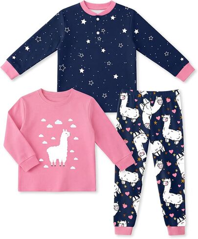 Toddler Pajamas 100% Cotton Kids Pajamas for Boys Girls Long Sleeve Pajama Set 3 Piece Snug Fit Pjs Set 2T-6T in Saudi Arabia