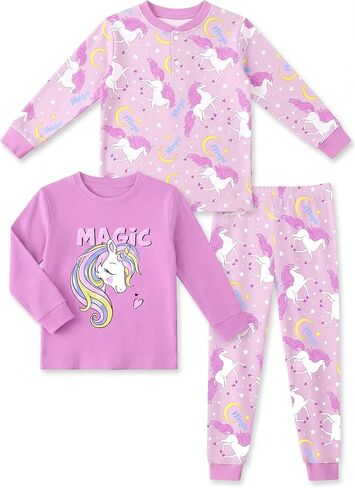 Toddler Pajamas 100% Cotton Kids Pajamas for Boys Girls Long Sleeve Pajama Set 3 Piece Snug Fit Pjs Set 2T-6T in Saudi Arabia