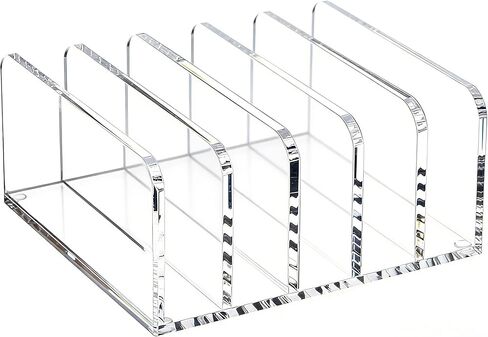 Acrylic Mail Holder, Clear Multifunction Desk Organizer with Divider, mail organizer-file organizer for desk，5 Compartments Modern Office Home Envelope Organizer for Bill, Document, Folder in Saudi Arabia