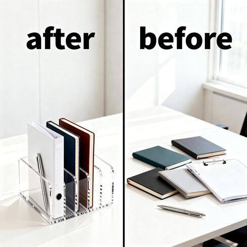 Acrylic Mail Holder, Clear Multifunction Desk Organizer with Divider, mail organizer-file organizer for desk，5 Compartments Modern Office Home Envelope Organizer for Bill, Document, Folder in Saudi Arabia