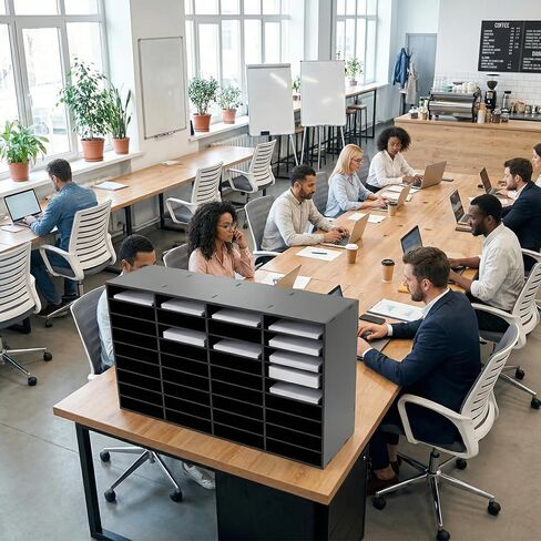 Gdrasuya10 فارز البريد ذو 36 فتحة، منظم أدب مكتبي خشبي مقاس 39 بوصة × 24 بوصة، صندوق بريد للطلاب مع أرفف قابلة للإزالة لفرز الورق حامل ملفات المدرسة، أسود in Kuwait