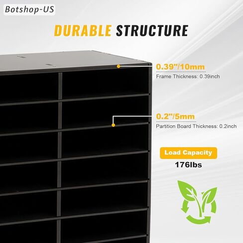Gdrasuya10 فارز البريد ذو 36 فتحة، منظم أدب مكتبي خشبي مقاس 39 بوصة × 24 بوصة، صندوق بريد للطلاب مع أرفف قابلة للإزالة لفرز الورق حامل ملفات المدرسة، أسود in Kuwait