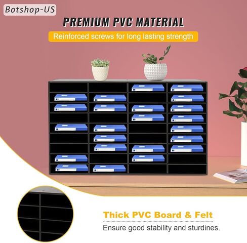 Gdrasuya10 فارز البريد ذو 36 فتحة، منظم أدب مكتبي خشبي مقاس 39 بوصة × 24 بوصة، صندوق بريد للطلاب مع أرفف قابلة للإزالة لفرز الورق حامل ملفات المدرسة، أسود in Kuwait