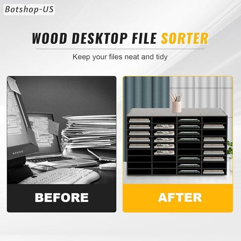 Gdrasuya10 فارز البريد ذو 36 فتحة، منظم أدب مكتبي خشبي مقاس 39 بوصة × 24 بوصة، صندوق بريد للطلاب مع أرفف قابلة للإزالة لفرز الورق حامل ملفات المدرسة، أسود in Kuwait