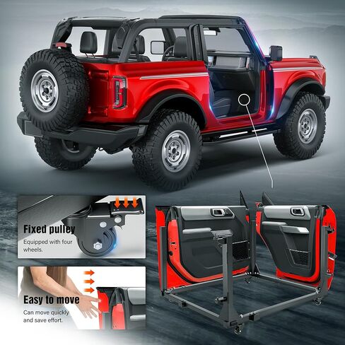 عربة حامل شماعات تخزين الباب متوافقة مع 2021 2022 2023 2024 2025 2026 Ford Bronco حامل متحرك منزلق مع باب 2/4 (أسود) in Saudi Arabia