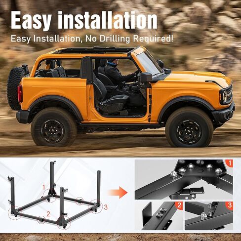 عربة حامل شماعات تخزين الباب متوافقة مع 2021 2022 2023 2024 2025 2026 Ford Bronco حامل متحرك منزلق مع باب 2/4 (أسود) in Saudi Arabia