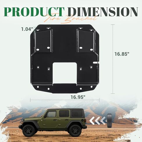 دعامة تثبيت لنقل الإطارات الاحتياطية متوافقة مع طراز 2018-2025 Jeep Wrangler JL (بابين/غير محدود) و2021-2024 Wrangler 4xe-Powder Steel، إطارات تصل إلى 35 بوصة، حامل إطارات حامل الإطارات in Kuwait