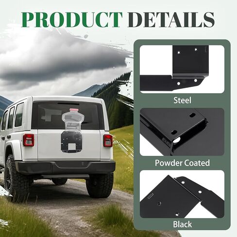 دعامة تثبيت لنقل الإطارات الاحتياطية متوافقة مع طراز 2018-2025 Jeep Wrangler JL (بابين/غير محدود) و2021-2024 Wrangler 4xe-Powder Steel، إطارات تصل إلى 35 بوصة، حامل إطارات حامل الإطارات in Kuwait