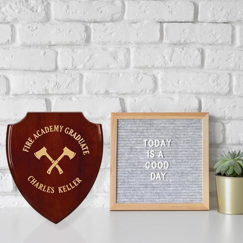 Customized Elegant Rosewood Piano Finish Shield Plaque – Premium Recognition Award - Personalize with Name/Text/Logo - 8 1/8" x 9 3/4" in Saudi Arabia