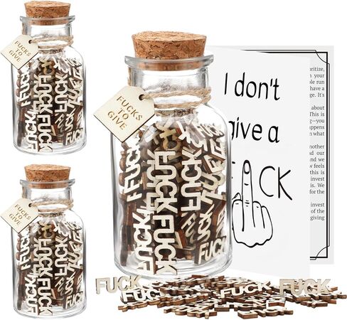 Geelin 6 Pack Fuck Jar 5 oz Gift Jar Wooden Cutout Letter Funny Gag Gifts for Women Friend Birthday Holiday Mother's Day Anniversaries Encouragement Present in Saudi Arabia
