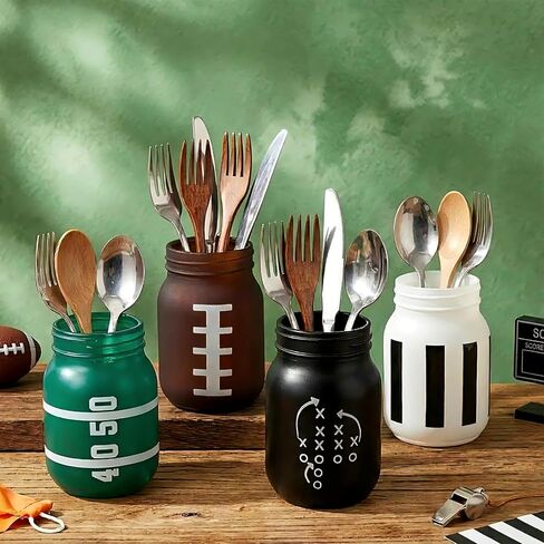 Havawish 4 Pcs Football Decor Table Centerpiece Football Party Decorations for Home Mason Jars Vase Touch Down Rugby Day Table Toppers for Sports Rustic Game Team Party Decor Gifts in Saudi Arabia