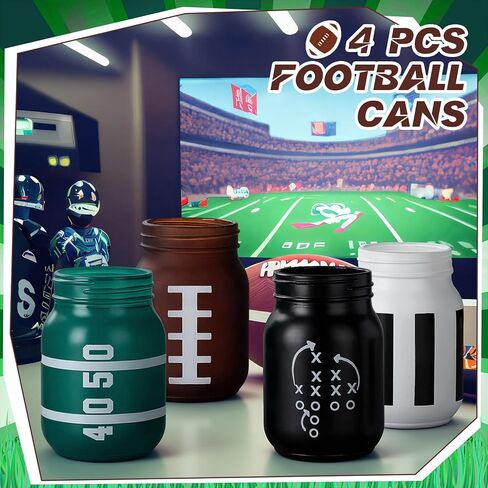 Havawish 4 Pcs Football Decor Table Centerpiece Football Party Decorations for Home Mason Jars Vase Touch Down Rugby Day Table Toppers for Sports Rustic Game Team Party Decor Gifts in Saudi Arabia