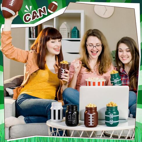 Havawish 4 Pcs Football Decor Table Centerpiece Football Party Decorations for Home Mason Jars Vase Touch Down Rugby Day Table Toppers for Sports Rustic Game Team Party Decor Gifts in Saudi Arabia