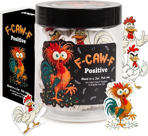Positive F Caw F Jar with 60 Daily Affirmation Cards, F-Caw-F Gifts for Teens, White Elephant Gifts, Christmas Stocking Stuffer for Teen Girls, Teen Boys, Women, Men, Coworkers, Friends in Kuwait