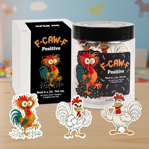 Positive F Caw F Jar with 60 Daily Affirmation Cards, F-Caw-F Gifts for Teens, White Elephant Gifts, Christmas Stocking Stuffer for Teen Girls, Teen Boys, Women, Men, Coworkers, Friends in Kuwait