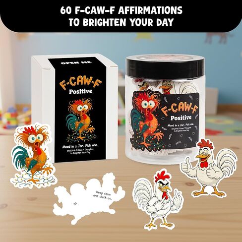 Positive F Caw F Jar with 60 Daily Affirmation Cards, F-Caw-F Gifts for Teens, White Elephant Gifts, Christmas Stocking Stuffer for Teen Girls, Teen Boys, Women, Men, Coworkers, Friends in Kuwait