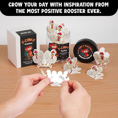 Positive F Caw F Jar with 60 Daily Affirmation Cards, F-Caw-F Gifts for Teens, White Elephant Gifts, Christmas Stocking Stuffer for Teen Girls, Teen Boys, Women, Men, Coworkers, Friends in Kuwait