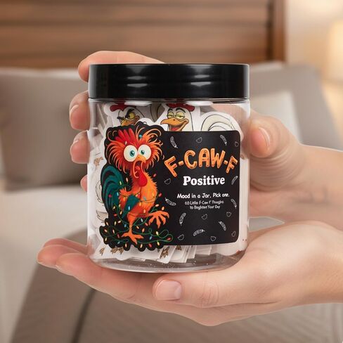 Positive F Caw F Jar with 60 Daily Affirmation Cards, F-Caw-F Gifts for Teens, White Elephant Gifts, Christmas Stocking Stuffer for Teen Girls, Teen Boys, Women, Men, Coworkers, Friends in Kuwait