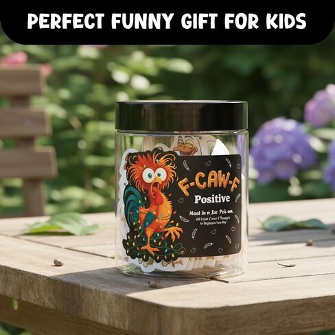 Positive F Caw F Jar with 60 Daily Affirmation Cards, F-Caw-F Gifts for Teens, White Elephant Gifts, Christmas Stocking Stuffer for Teen Girls, Teen Boys, Women, Men, Coworkers, Friends in Kuwait