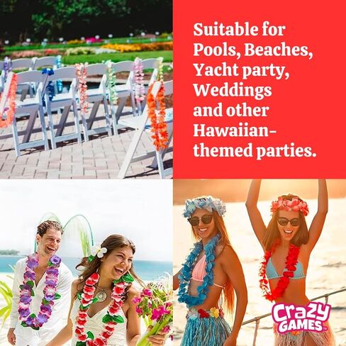 مجموعة 25 قطعة من مجموعة هاوايان ليز للأطفال والكبار - قلادات زهرة لوا الاستوائية، هدايا متعددة الألوان لحفلات أعياد الميلاد وحفلات الزفاف على الشاطئ وحفلات عيد الفصح وديكورات العطلات in Kuwait