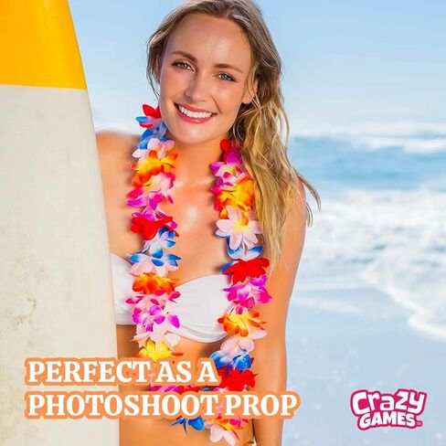 مجموعة 25 قطعة من مجموعة هاوايان ليز للأطفال والكبار - قلادات زهرة لوا الاستوائية، هدايا متعددة الألوان لحفلات أعياد الميلاد وحفلات الزفاف على الشاطئ وحفلات عيد الفصح وديكورات العطلات in Kuwait