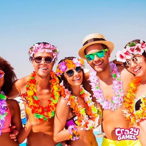 مجموعة 25 قطعة من مجموعة هاوايان ليز للأطفال والكبار - قلادات زهرة لوا الاستوائية، هدايا متعددة الألوان لحفلات أعياد الميلاد وحفلات الزفاف على الشاطئ وحفلات عيد الفصح وديكورات العطلات in Kuwait