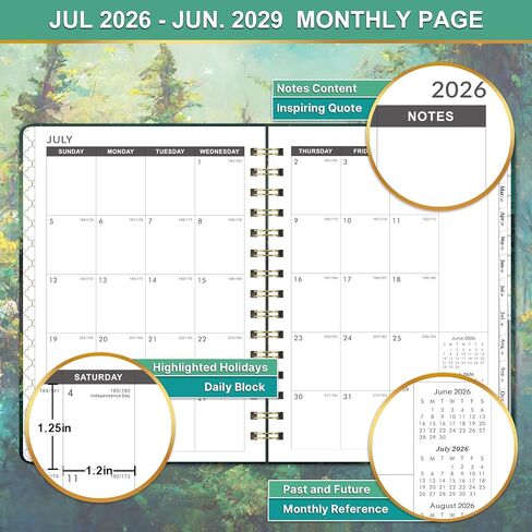 2024-2025 Planner - Planner/Calendar 2024-2025, July 2024 - June 2025, 2024-2025 Planner Weekly and Monthly with Tabs, 6.4" x 8.5", Hardcover with Back Pocket + Thick Paper - Moonlight Floral in Kuwait