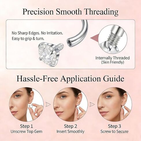 Anicina 18G حدوة الحصان الأنف الدائري الأنف ترصيع الجراحية الصلب الأنف خواتم للنساء خيط داخلي الأنف ثقب المجوهرات in Kuwait