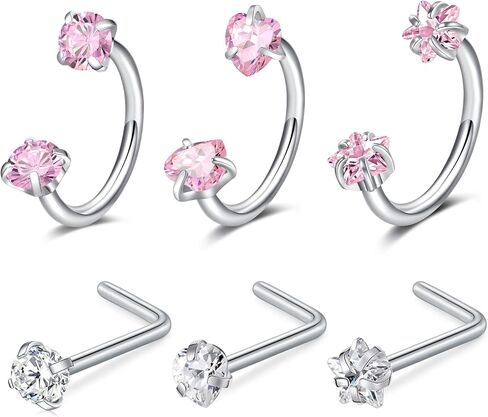 Anicina 18G حدوة الحصان الأنف الدائري الأنف ترصيع الجراحية الصلب الأنف خواتم للنساء خيط داخلي الأنف ثقب المجوهرات in Kuwait