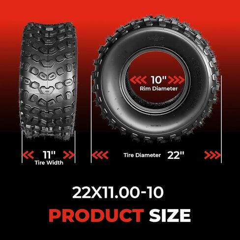 مجموعة من 2 إطارات 22x11-10 ATV UTV، إطارات 22x11x10 لجميع التضاريس، 6PR، بدون أنابيب in Kuwait