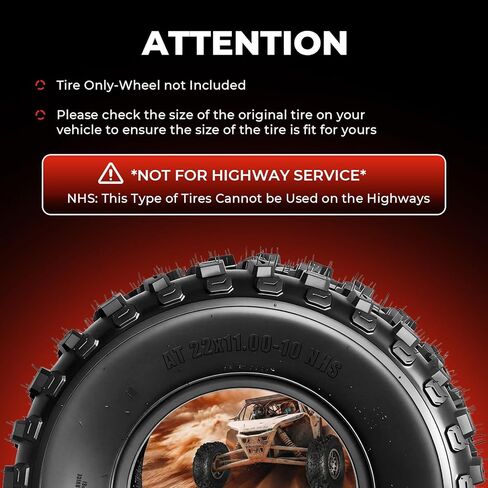 مجموعة من 2 إطارات 22x11-10 ATV UTV، إطارات 22x11x10 لجميع التضاريس، 6PR، بدون أنابيب in Kuwait