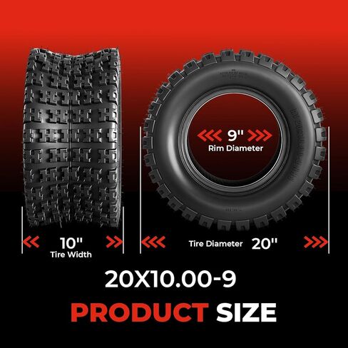 مجموعة من إطارات 20x10-9 ATV UTV، إطارات 20x10x9 لجميع التضاريس، مصنفة بـ 4 طبقات، بدون أنابيب in Kuwait