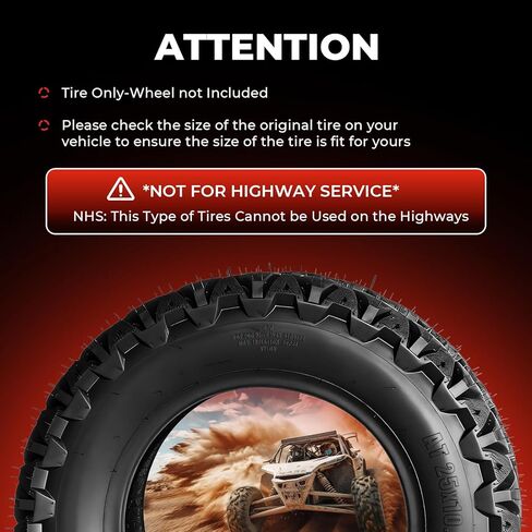 إطارات 25x10-12 ATV UTV، إطارات 25x10x12 لجميع التضاريس، مصنفة من 6 طبقات، بدون أنابيب، مجموعة من 2 in Kuwait