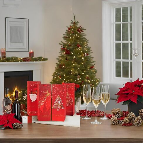 Eisyaa 10PCS Christmas Gift Bags Assorted Sizes, Paper Bags for Gift Bulk with 2 Extra Large Gift Bags, 4 Large and 4 Medium Size, Heavy Duty Red&Gold Foil Xmas gift bags (Assorted Sizes-10PCS) in Kuwait