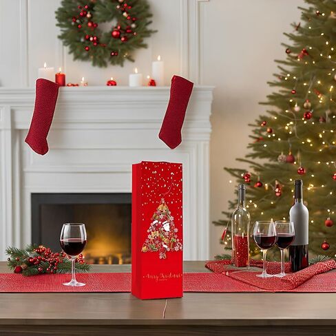 Eisyaa 10PCS Christmas Gift Bags Assorted Sizes, Paper Bags for Gift Bulk with 2 Extra Large Gift Bags, 4 Large and 4 Medium Size, Heavy Duty Red&Gold Foil Xmas gift bags (Assorted Sizes-10PCS) in Kuwait