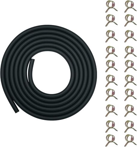 طقم خرطوم خط الوقود بطول 10 أقدام و1/4 بوصة من Seentech مع 20 مشبكًا - خرطوم غاز مطاطي أسود عالمي للمحركات الصغيرة، وجزازات العشب، والمولدات، والدراجات الصغيرة، والمركبات ATV، وUTVs، ومنفاخ الثلج in Kuwait