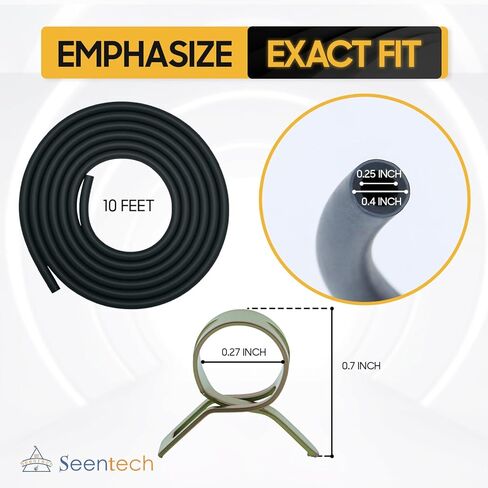 طقم خرطوم خط الوقود بطول 10 أقدام و1/4 بوصة من Seentech مع 20 مشبكًا - خرطوم غاز مطاطي أسود عالمي للمحركات الصغيرة، وجزازات العشب، والمولدات، والدراجات الصغيرة، والمركبات ATV، وUTVs، ومنفاخ الثلج in Kuwait