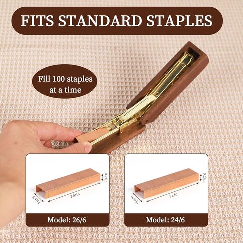 Multibey Walnut Office Set, 3-Piece Desk Organizer - North American Walnut Stapler, Wood Tape Dispenser & Wooden Pen with 1 Box Rose Gold Staples and Tape, for Elegant Home Office Desk in Saudi Arabia