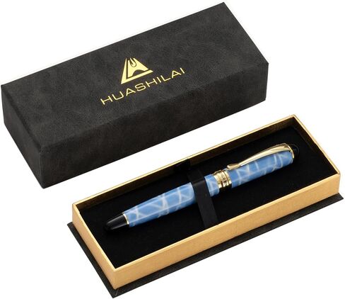 مجموعة أقلام معدنية فاخرة - أسطوانة من الفولاذ المقاوم للصدأ، قلم رائع ذو نقاط دقيقة مع صندوق هدايا وعبوتين إضافيتين - أقلام أعمال وتوقيع ممتازة للرجال والنساء (أسود) in Kuwait